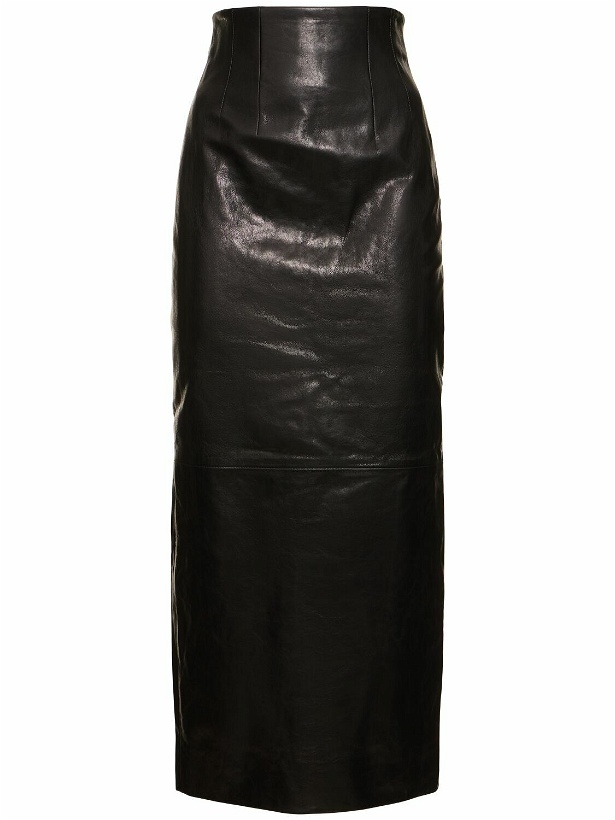 Photo: KHAITE Loxley Leather Midi Skirt