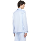 Tekla Blue Sateen Long-Sleeved Pyjama Shirt
