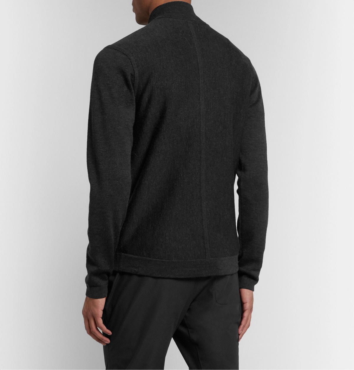 Textured Cotton-Blend Jersey Half-Zip Sweater