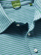 SID MASHBURN - Striped Cotton-Jersey Polo Shirt - Blue