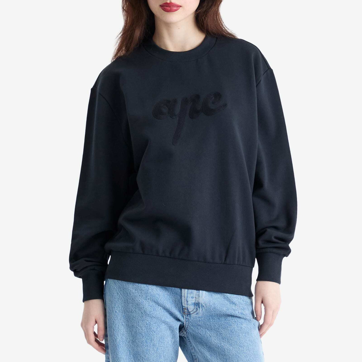A.P.C. Women's Ethan Logo Sweatshirt in Dark Navy