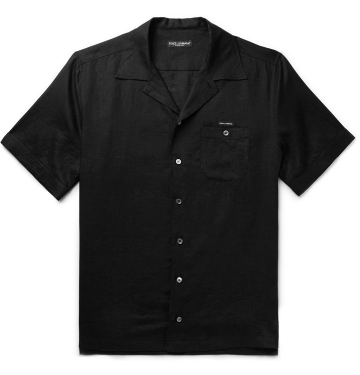 Photo: Dolce & Gabbana - Camp-Collar Linen Shirt - Black
