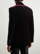 TOM FORD - Dyllan Double-Breasted Satin-Trimmed Velvet Tuxedo Jacket - Burgundy