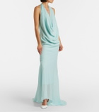 Mugler Draped sheer silk crêpe georgette gown