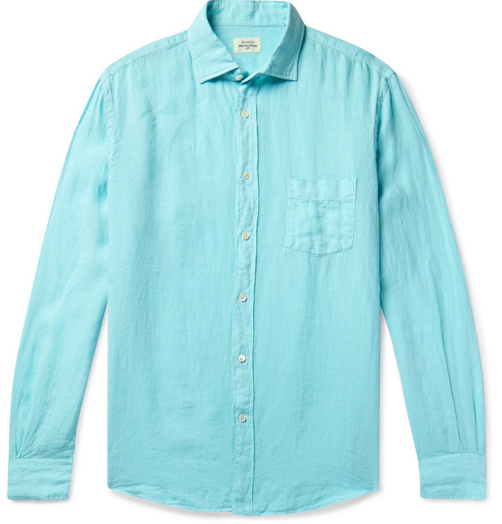 Photo: Hartford - Paul Pat Slub Linen Shirt - Blue