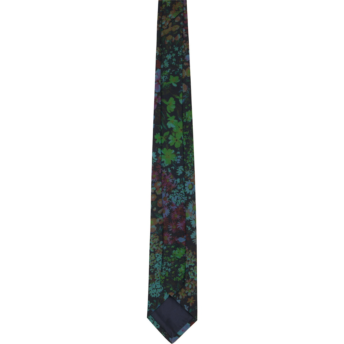 Dries Van Noten Navy & Green Floral Tie