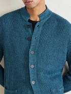 Inis Meáin - Lightkeeper Ribbed Linen Cardigan - Blue