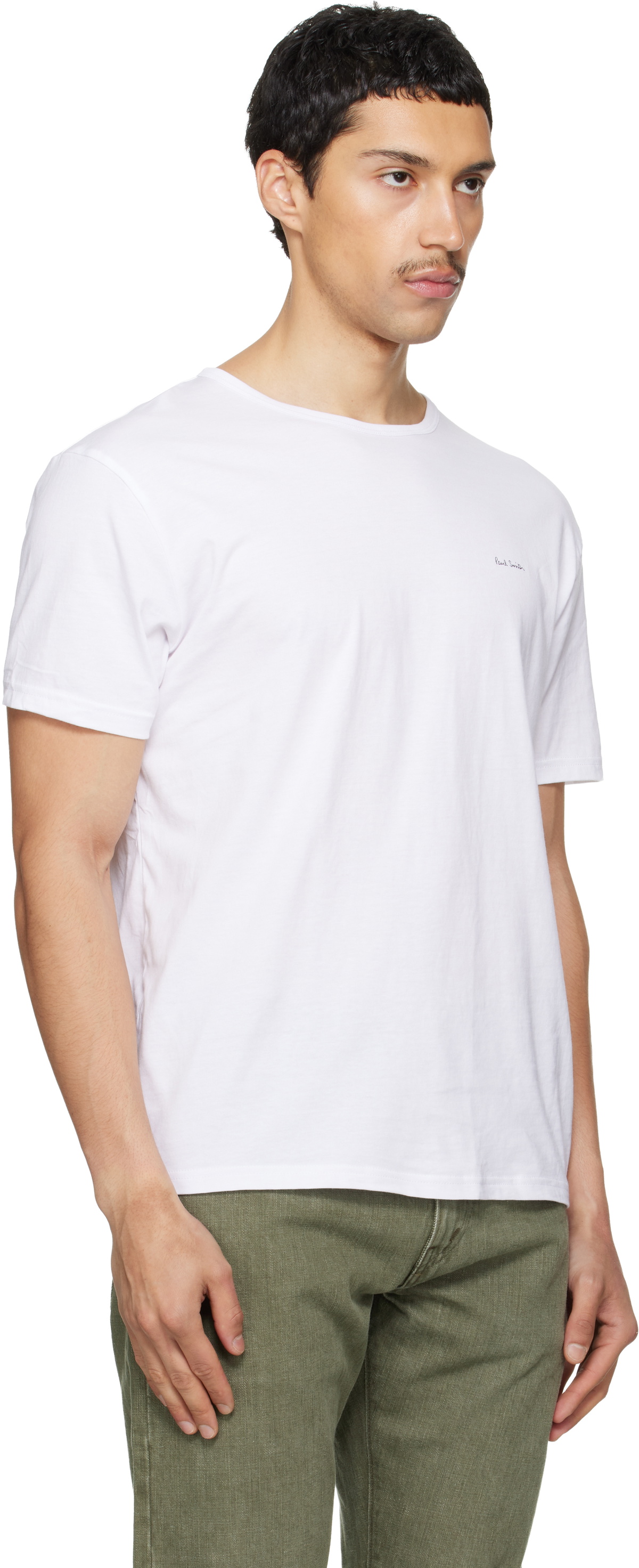 Paul Smith Three-Pack White Organic Cotton Logo Lounge T-shirts