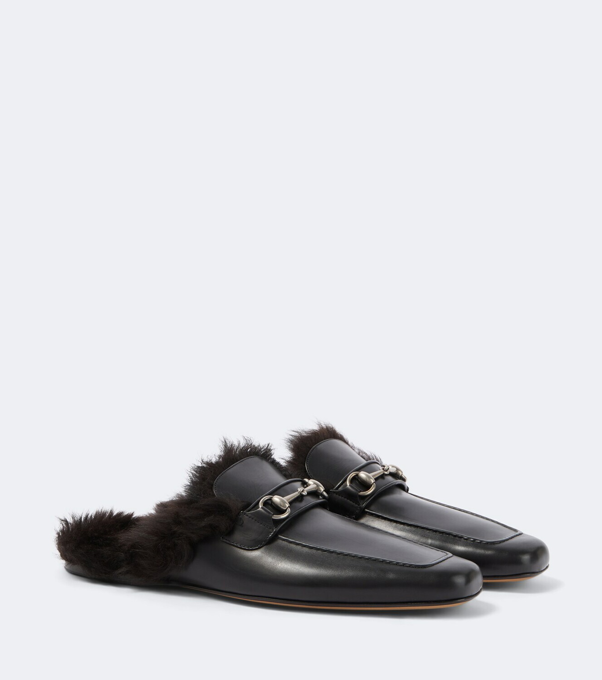 Gucci Horsebit shearling-lined leather mules
