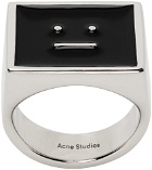 Acne Studios Silver & Black Enamel Ring
