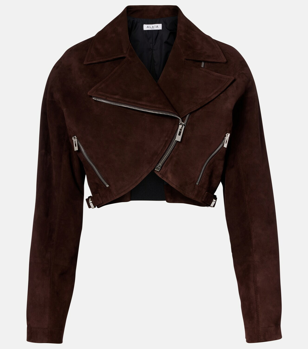 Alaïa Cropped suede biker jacket
