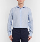 Canali - Blue Striped Slub Linen Shirt - Men - Blue