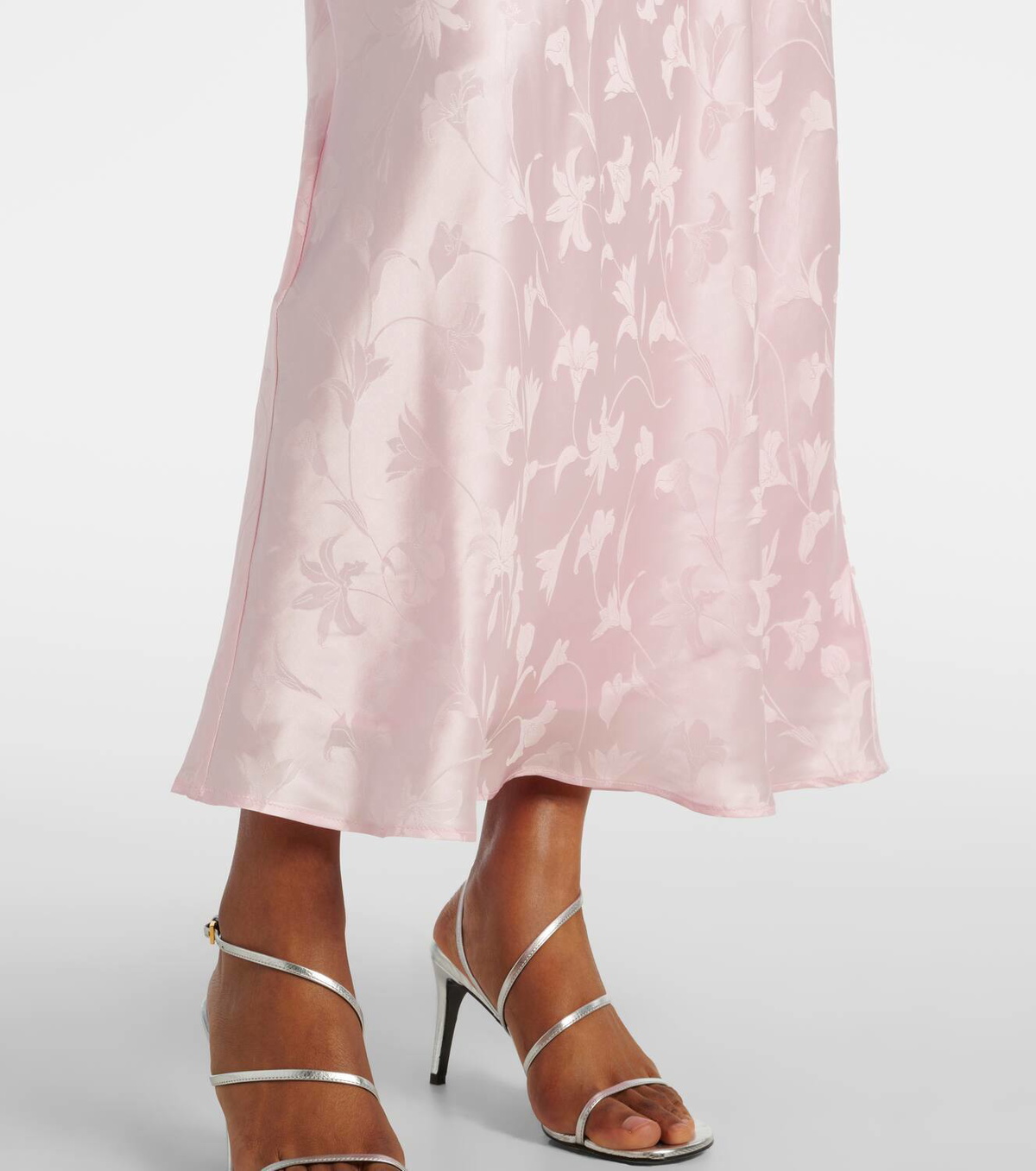 ROTATE ワンピース Bridal gathered satin midi dress926686 Bridal gathered satin midi dress in pink - Rotate | Mytheresa
