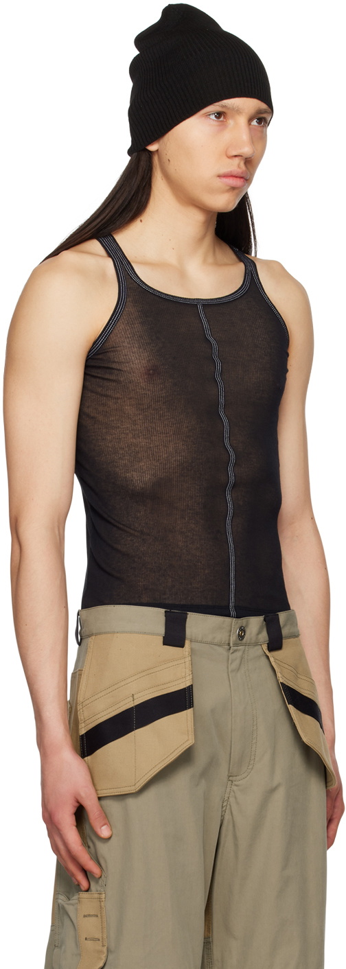 Dion Lee Black Semi-Sheer Tank Top