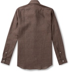 Thom Sweeney - Button-Down Collar Linen Shirt - Brown