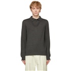 Lemaire Grey Wool V-Neck Long Sleeve Polo