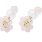 Shrimps Women's Flower Drop Hollow Glass Earrings in Gold/White/Pearl