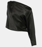 The Sei Draped one-shoulder silk satin top