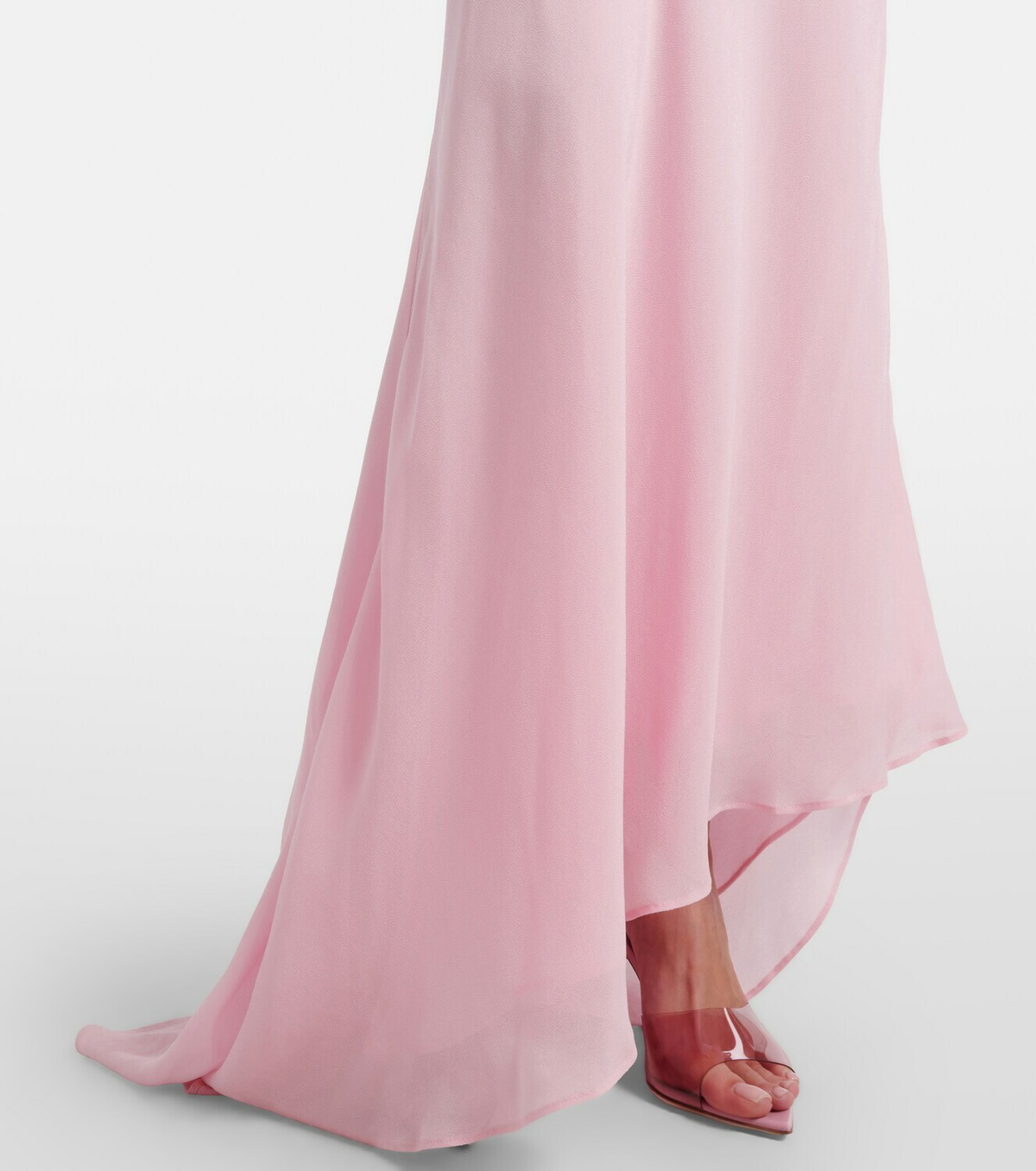 Self-Portrait Ruffled asymmetric georgette gown