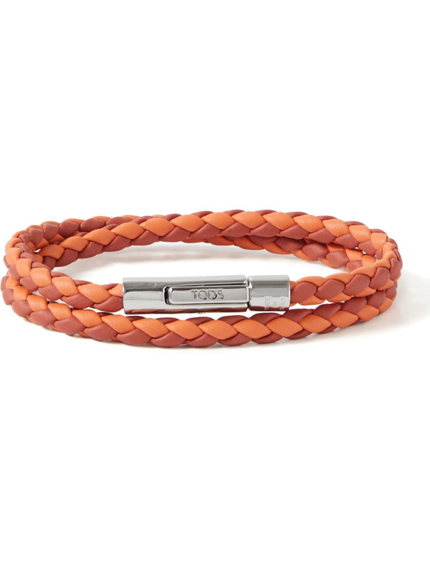 Photo: TOD'S - MyColors 2 Woven Leather and Silver-Tone Wrap Bracelet