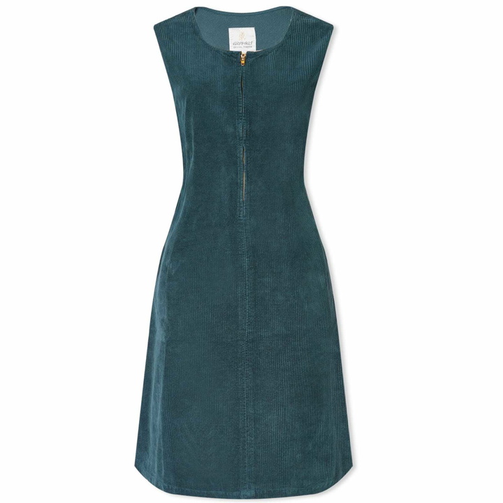 Photo: Gramicci Women's Waffle Cord Midi Dress in Foggy Pine Dye