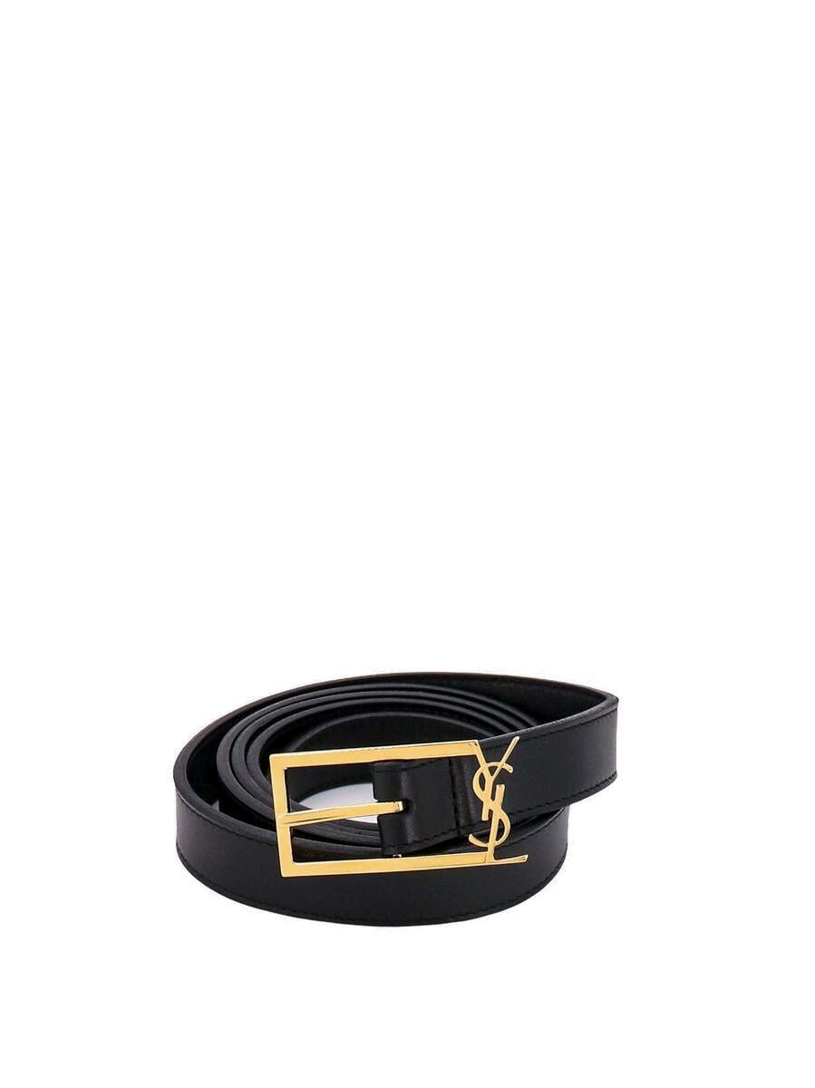 Saint Laurent Men's Cassandre Leather Key Ring Black