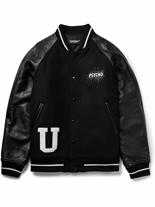 Photo: UNDERCOVER - Appliquéd Wool-Blend Felt and Leather Varsity Jacket - Black