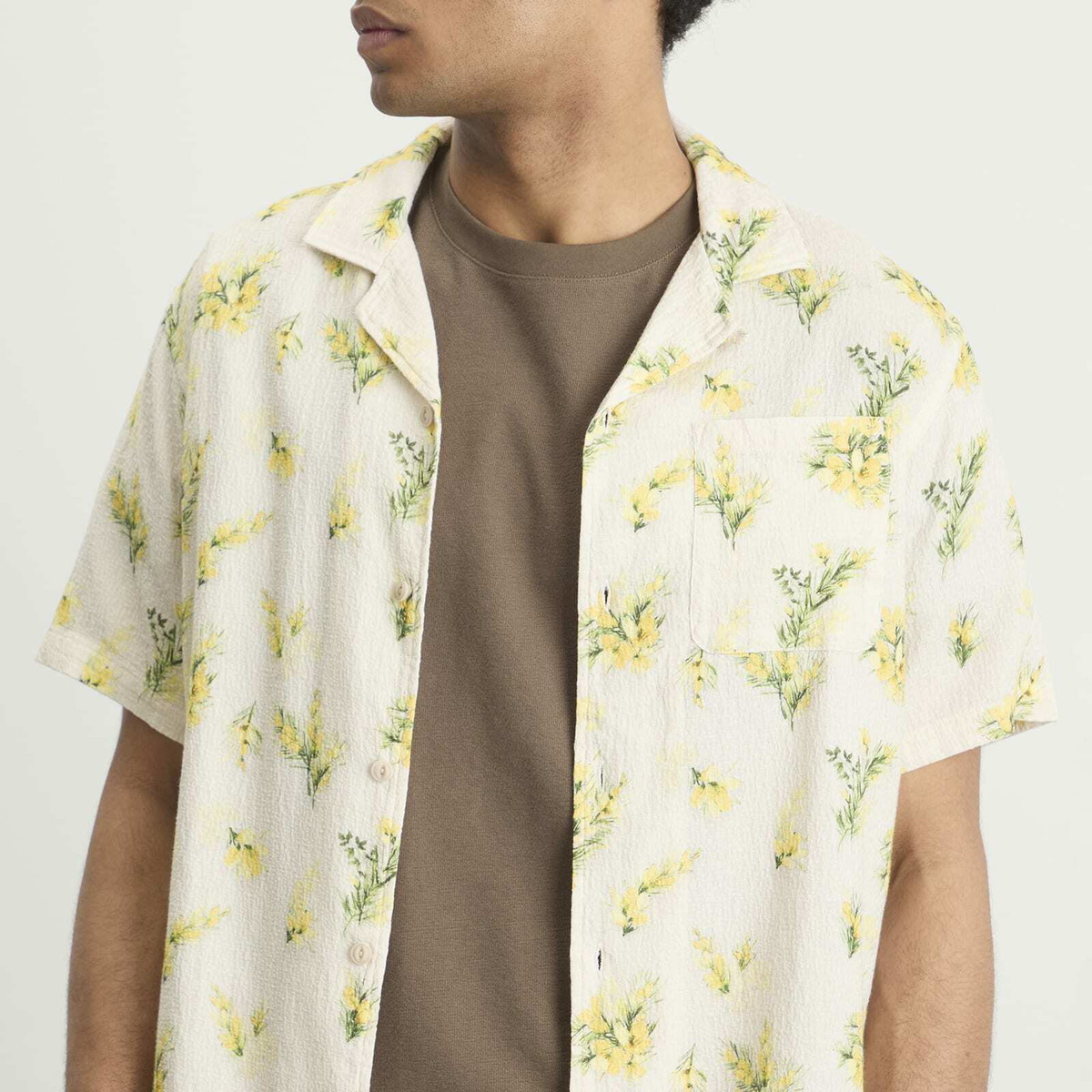 Kestin Men's Gorse Print Crammond Shirt in Ecru