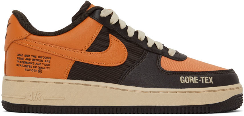 Nike Brown Canvas Shoes with Orange Swoosh Nike Dunk High Retro University Chenille Swoosh Safety  main image 3