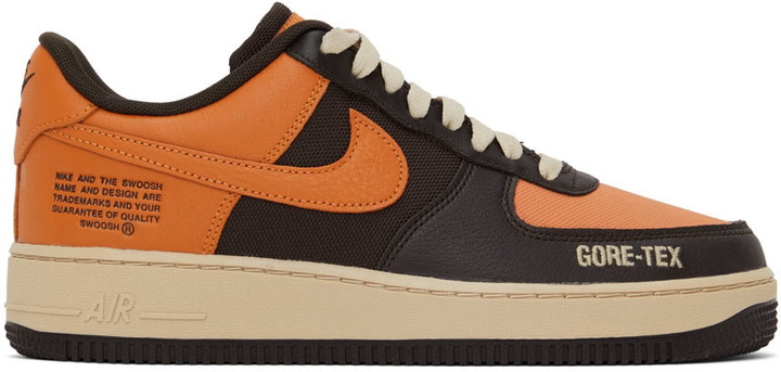 Photo: Nike Brown & Orange Air Force 1 GTX Sneakers