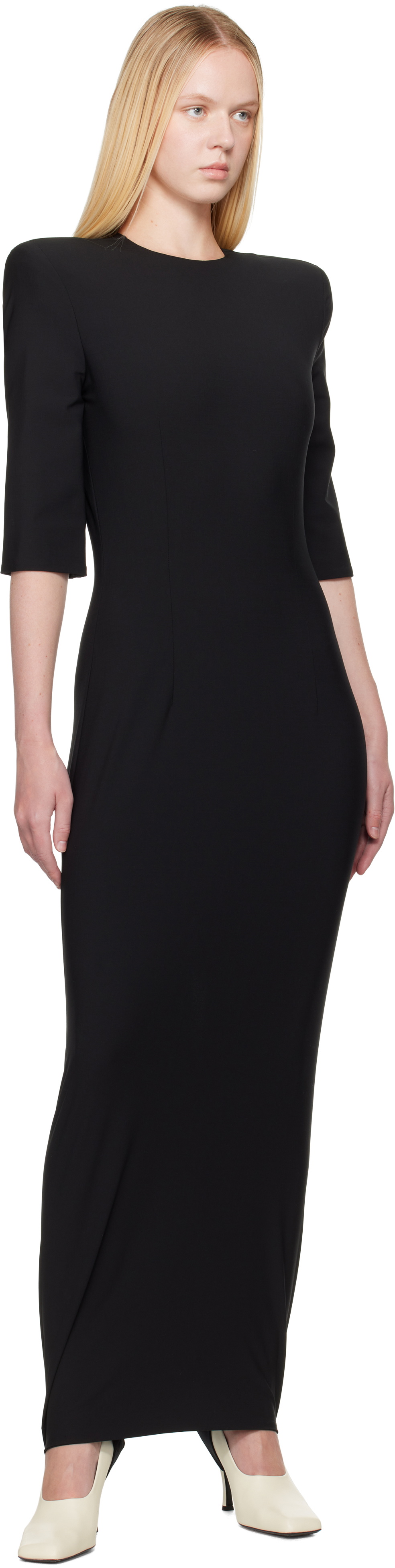 ALAINPAUL Black Tailored Fuseau Maxi Dress