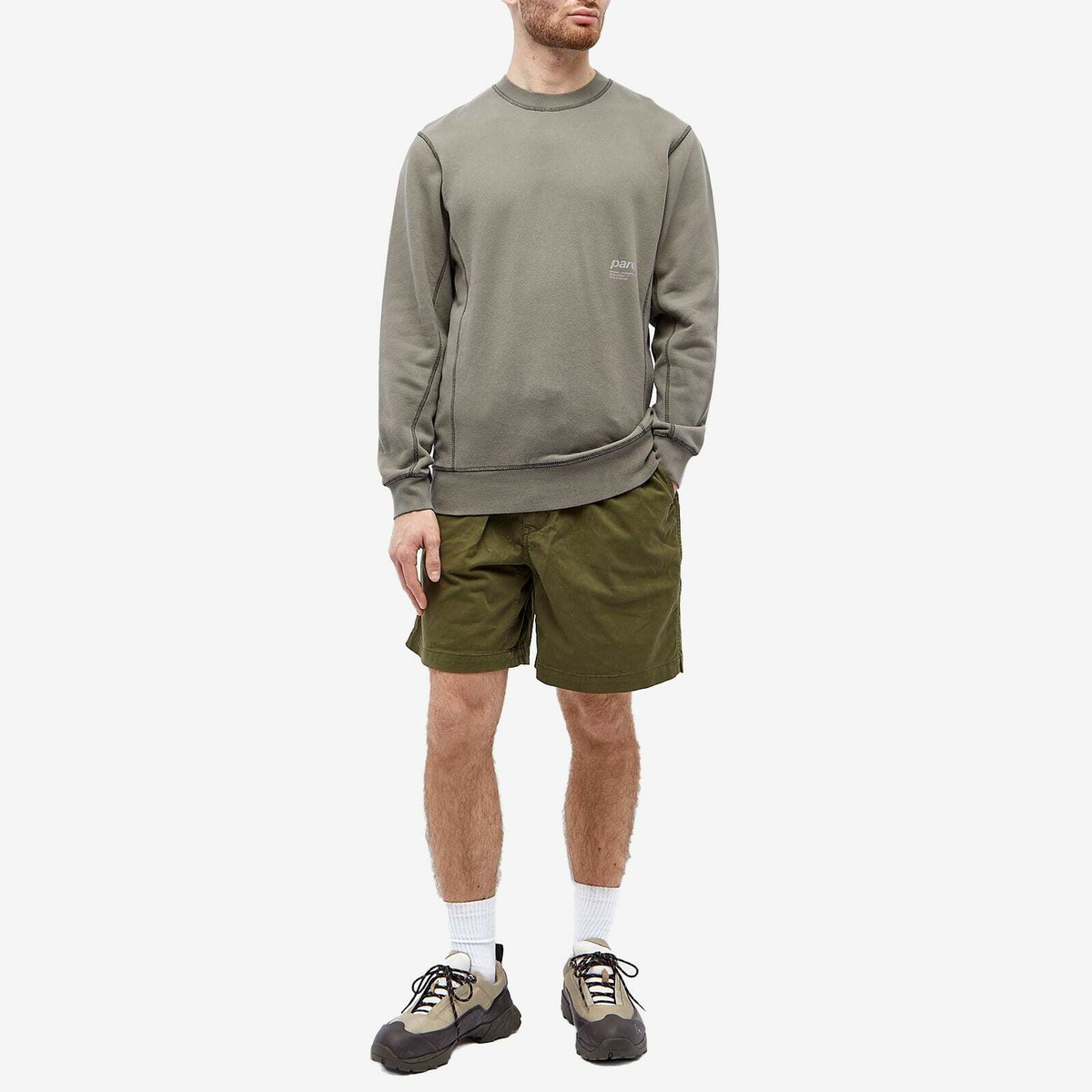 Parel Studios Men's Contrast Crew Neck Sweat in Warm Grey