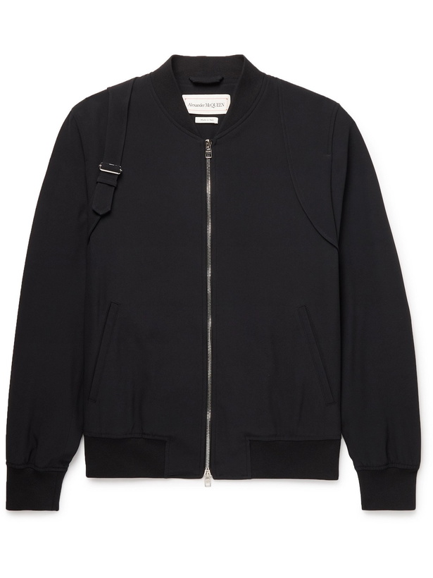 Photo: ALEXANDER MCQUEEN - Slim-Fit Harness-Detailed Crepe Bomber Jacket - Black