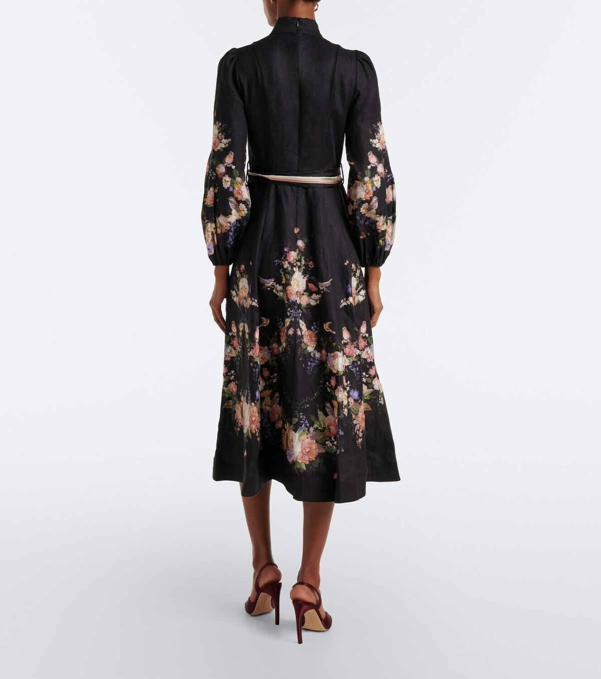 Zimmermann Valiant belted floral linen midi dress