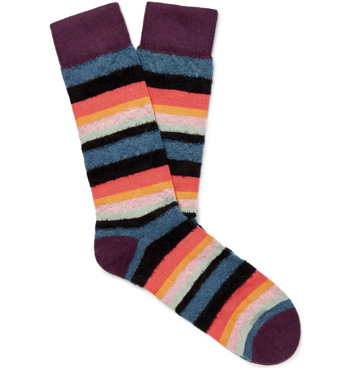 Photo: PAUL SMITH - Striped Textured-Knit Socks - Multi