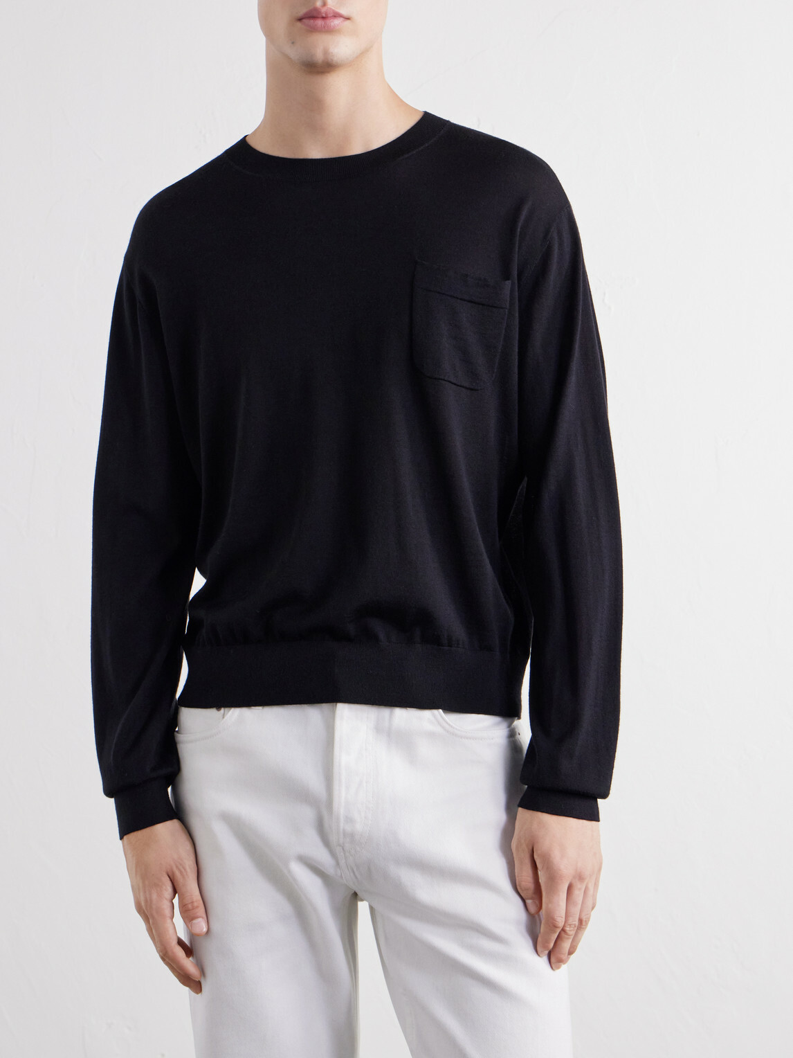 TOTEME - Merino Wool and Silk-Blend Sweater - Black