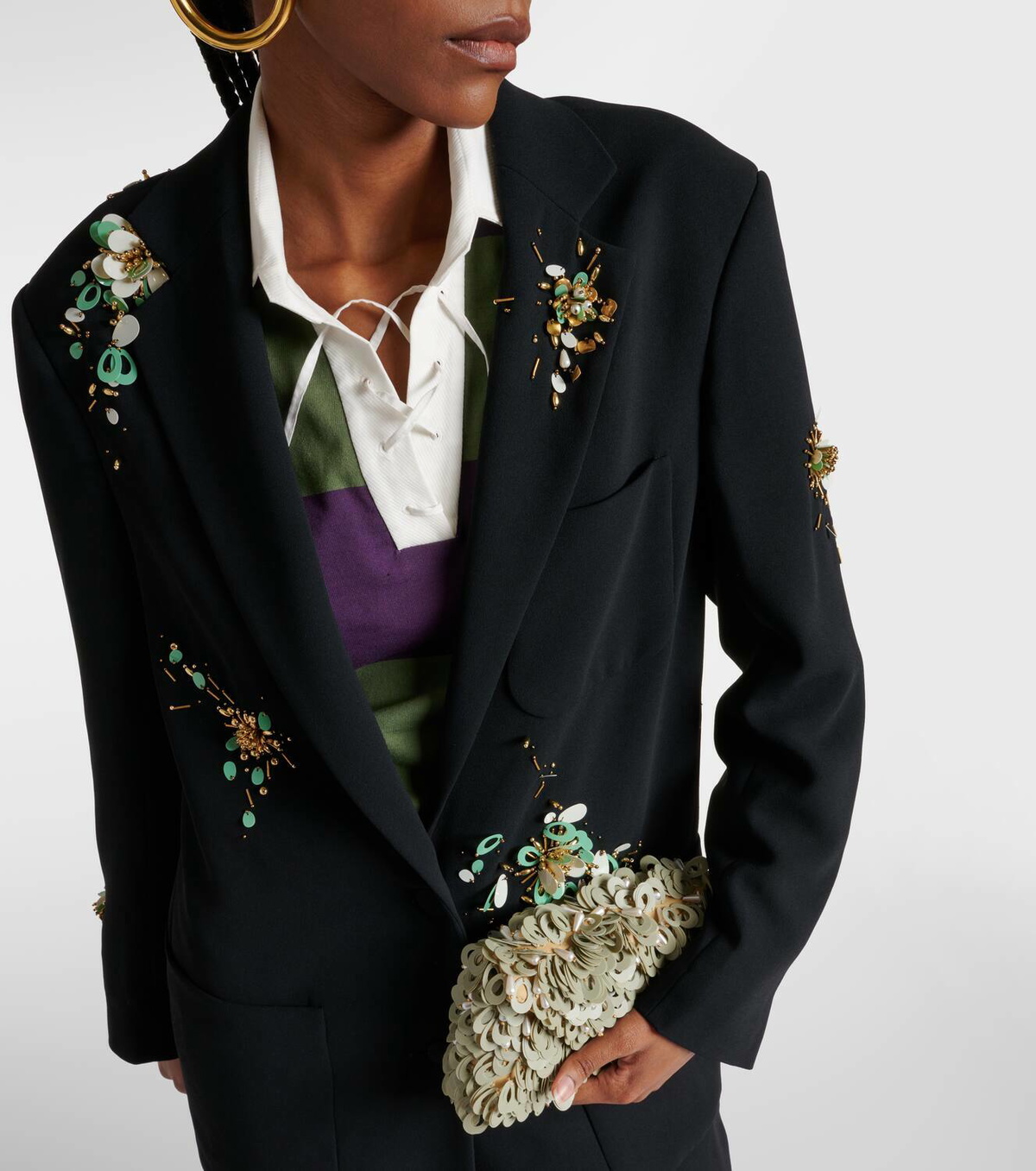 Dries Van Noten Embroidered crêpe coat Dries Van Noten