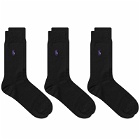 Polo Ralph Lauren Mercerized Sock - 3 Pack in Black