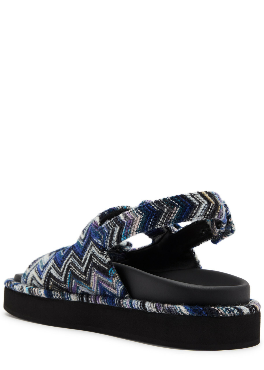 サンダル・ミュール MISSONI Women Sandals MWB009083 SEA BLUE Missoni Elise Zigzag Knitted Sandals Blue Missoni