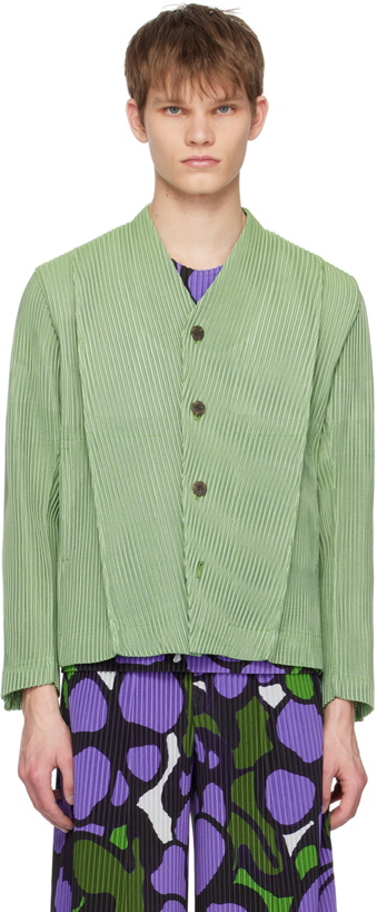 Photo: HOMME PLISSÉ ISSEY MIYAKE Green Leno Stripe Jacket