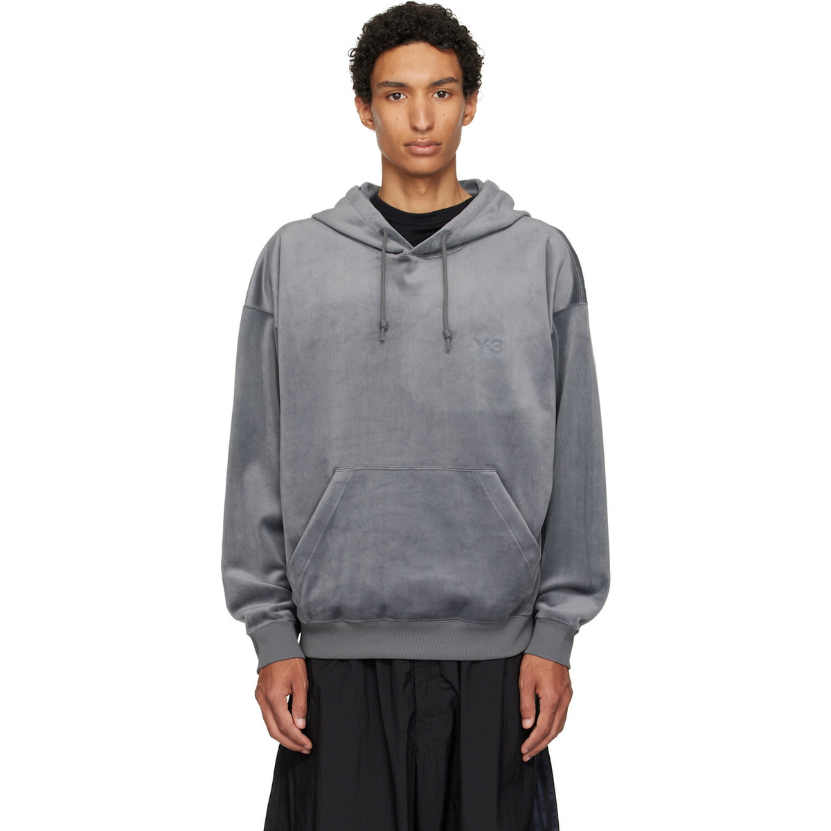 Y-3 Gray Velvet Corduroy Hoodie