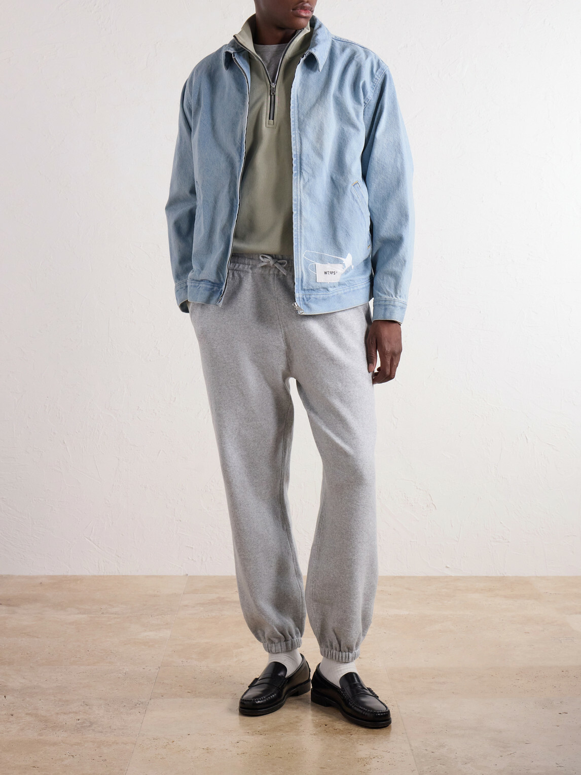 WTAPS - Wrecker Logo-Appliquéd Paint-Splattered Denim Jacket - Blue