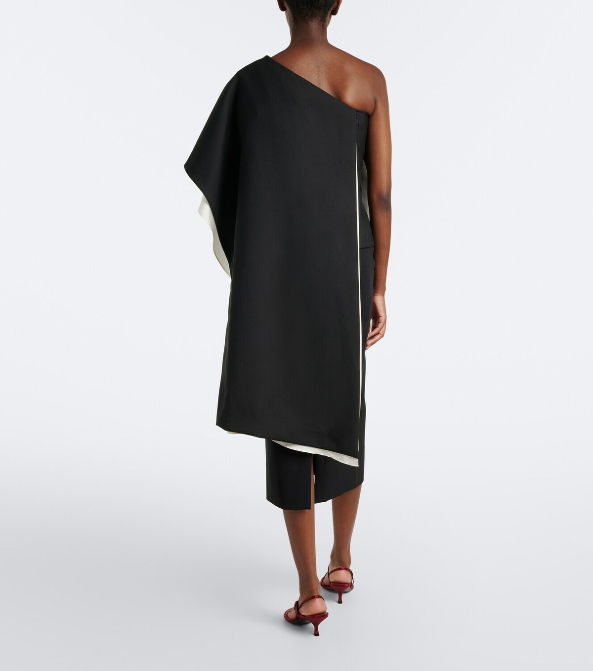 Róhe One-shoulder caped wool-blend top