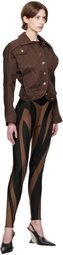 Mugler Brown & Black Shiny Lycra Leggings