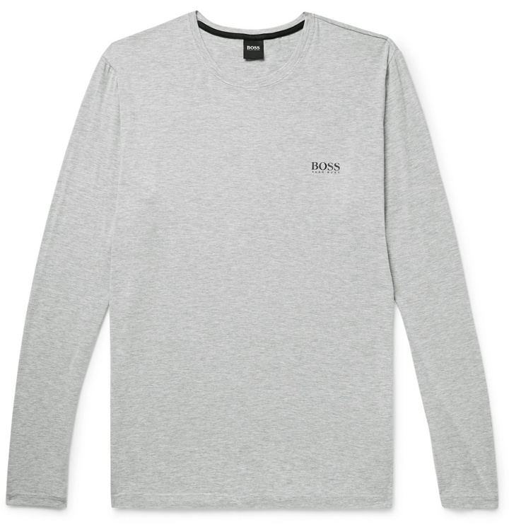 Photo: Hugo Boss - Mélange Stretch-Modal Jersey Pyjama T-Shirt - Gray