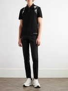 Alexander McQueen - Pressed Flower Harness Embroidered Cotton-Jersey Polo Shirt - Black