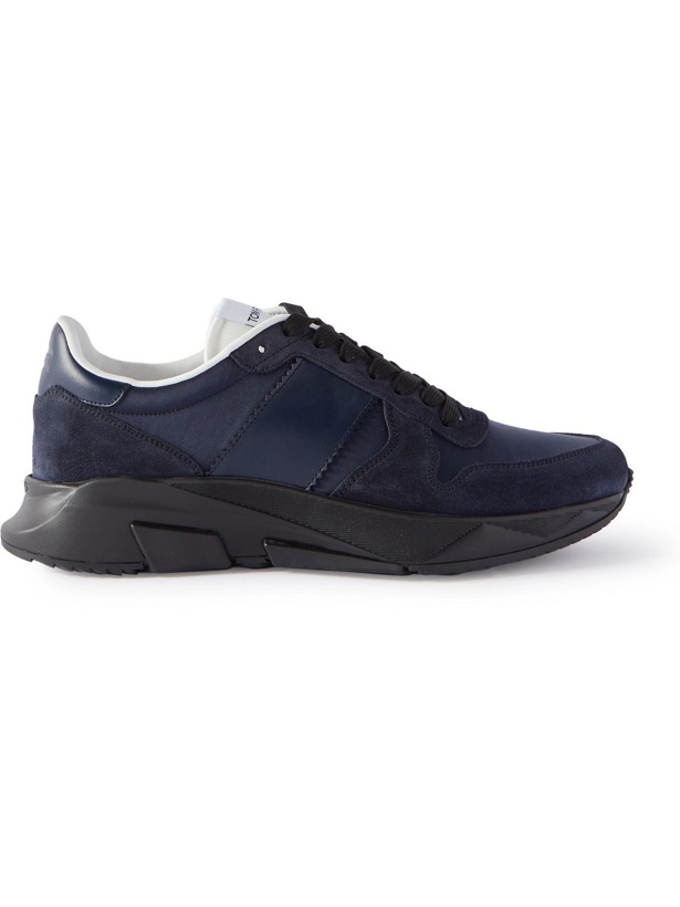 Photo: TOM FORD - Jagga Leather-Trimmed Nylon and Suede Sneakers - Blue