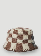 Patchwork Knit Bucket Hat in Brown