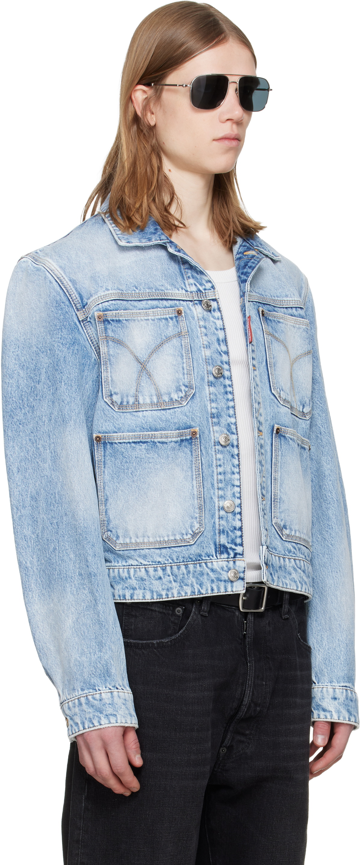 Dsquared2 Blue Light Diagonale Wash 70's Denim Jacket