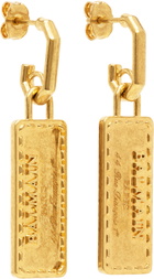 Balmain Gold Signature Tubular Earrings